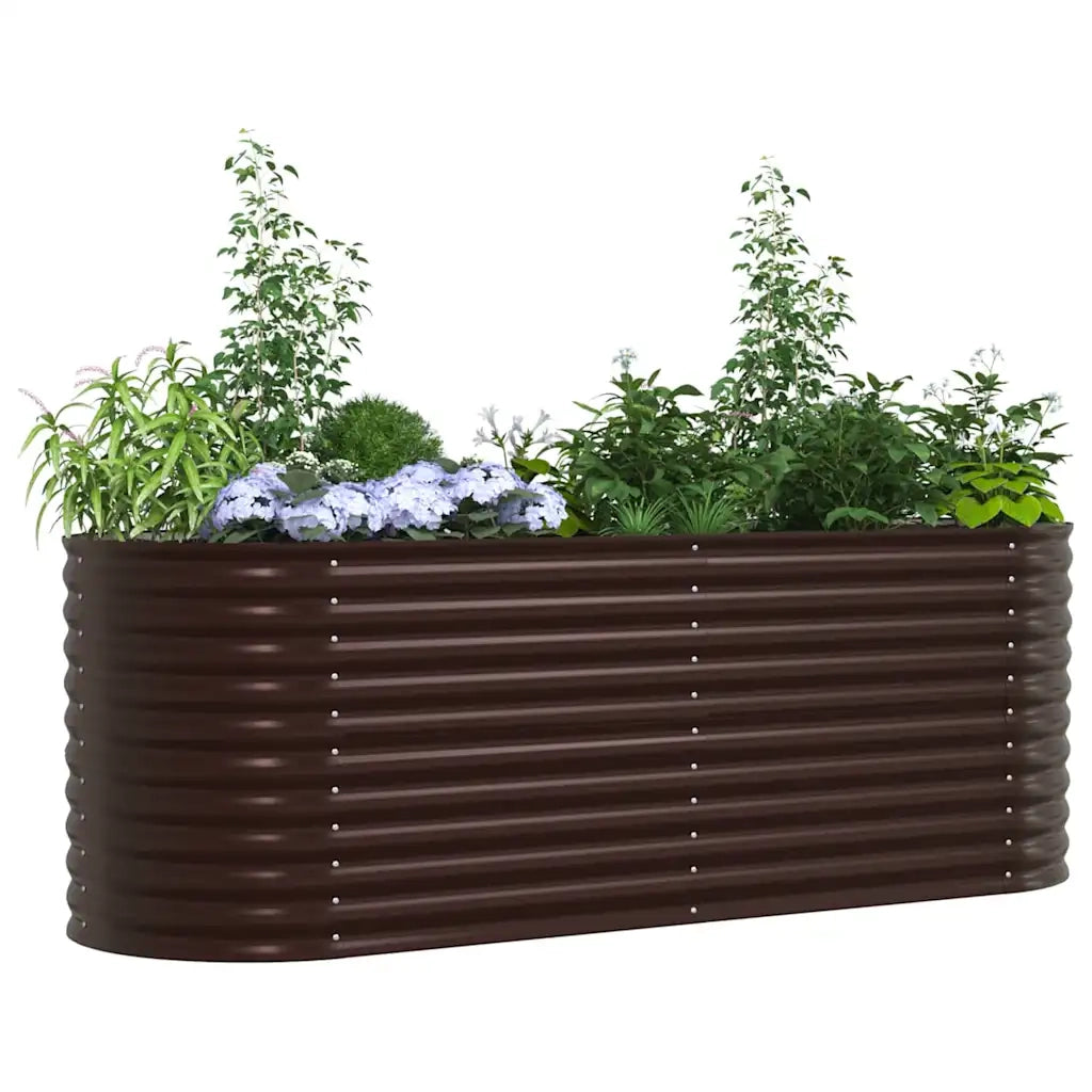 Fioriere | Cassetta per fiori | Letto Rialzato Marrone 240 x 80 x 81 cm Acciaio