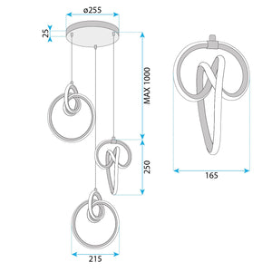 Lampada A Sospensione Led G072-3cpr Gold