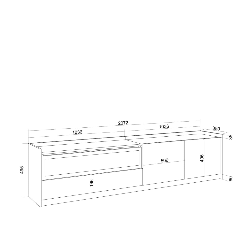 Mobile TV Soggiorno, 207x50x37 cm, Per TV fino a 80", Camino elettrico, Rovere scuro e Nero