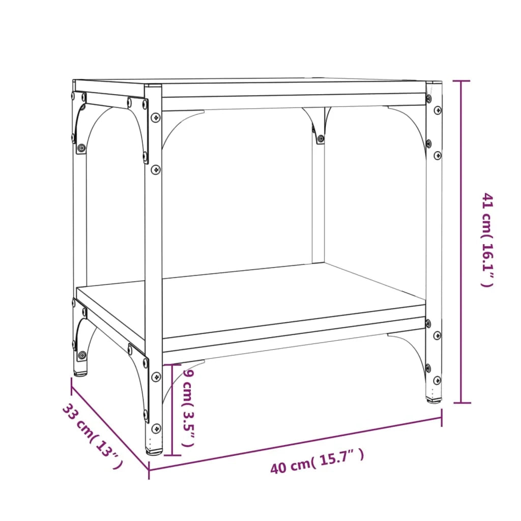 Mobile TV multimediale scaffale TV mobile TV sala da pranzo soggiorno camera da letto Sonoma 40 x 33 x 41 cm legno ingegnerizzato e acciaio grigio 02_0028443