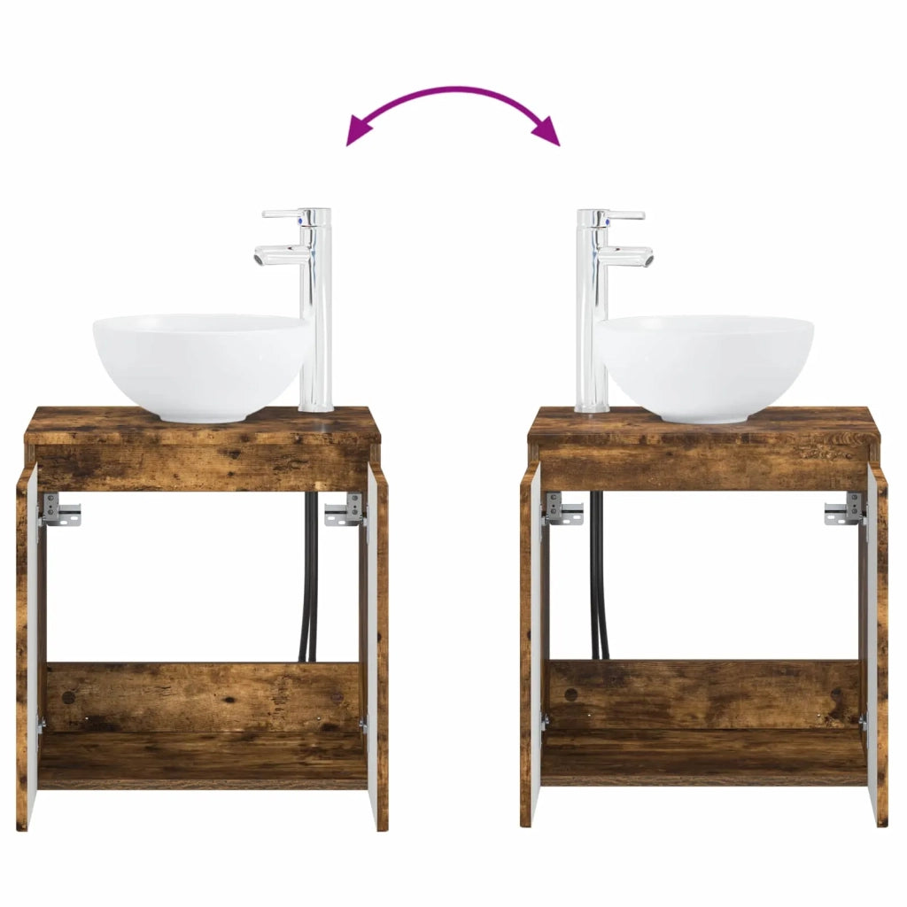 Set di mobili per il bagno 2 pz Rovere Fumo 3404029