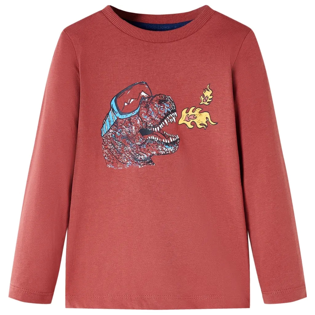 Maglietta Bambino Maniche Lunghe Rosso Bruciato 128cod mxl 132478