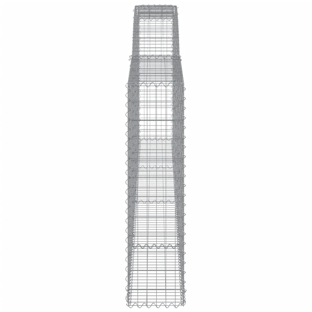 Cestini gabbioni recinzione a gabbia muro di contenimento ad arco 10 pezzi 400 x 30 x 120/140 cm ferro zincato argento 02_0040273