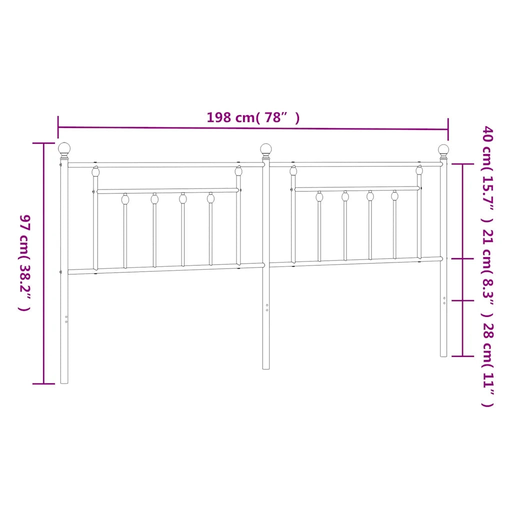 Testiera in Metallo Nero 193 cm
