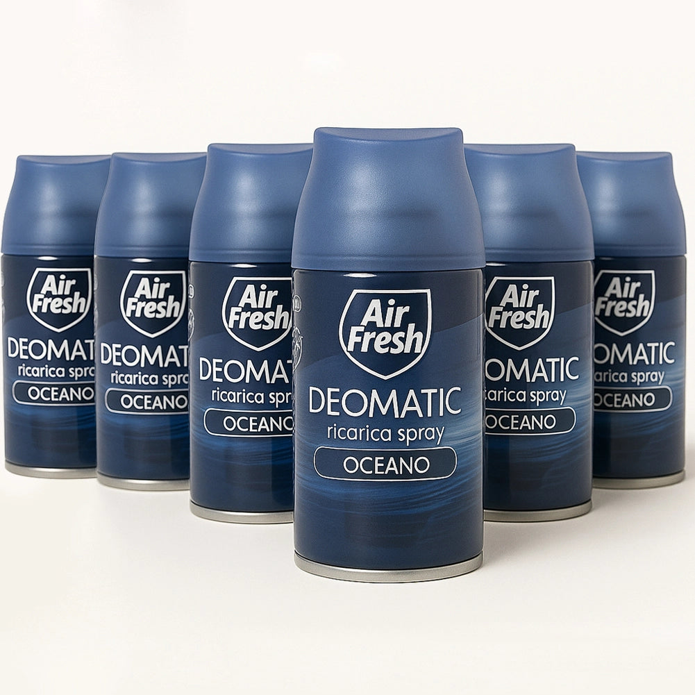 AIR FRESH Deomatic Set 6 x 250 ml Ricarica Spray Profumatore per Ambiente Oceano