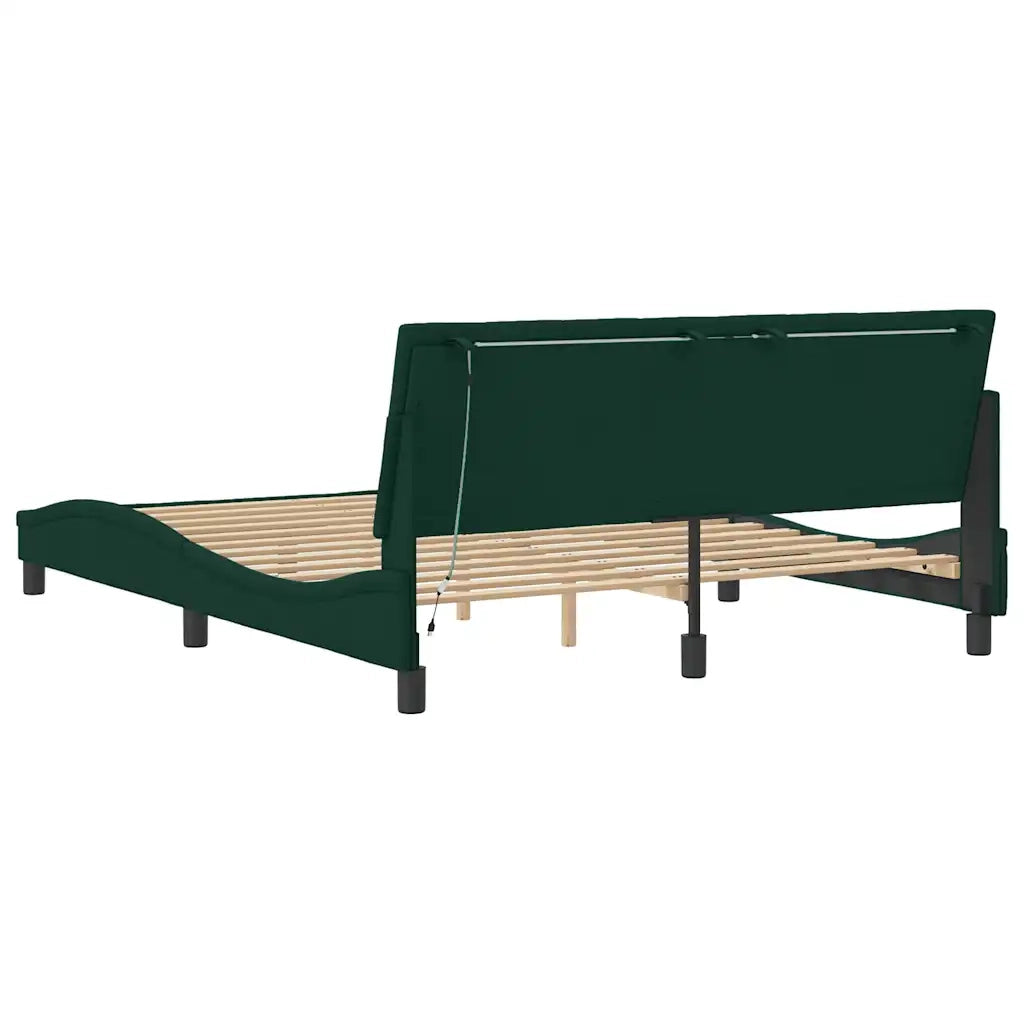 Giroletto con LED senza Materasso Hanko Verde Scuro 160x200 cm in Velluto 3213790