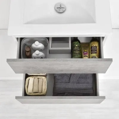 Mobile bagno sospeso 60 cm Duble grigio industrial con lavabo e specchio
