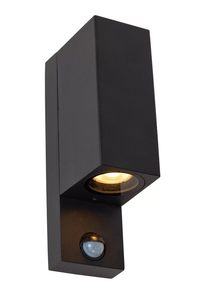 Applique esterna nera IP65 con sensore 2xGU10 Lucide