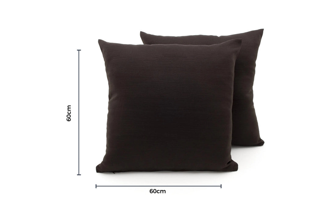 Coppia Cuscini Arredo Imbottiti Tessuto Ottoman In Tinta Unita Colore Marrone 21 - 60x60 - Marrone 21