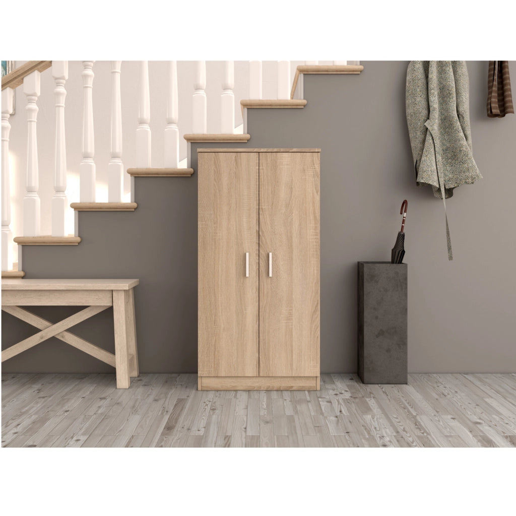 Scarpiera In Legno Con Sette Ripiani E Due Ante Armadio Mobiletto Per Ingresso Corridoio Arredo Casa Design Minimal 108 X 55 X 36 Cm Rovere