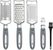 raspante per formaggi, zester, raspante in acciaio inossidabile per zenzero, aglio, noce moscata, cioccolato, verdure, limone, resistente a lavastoviglie, set di 5 (grigio)