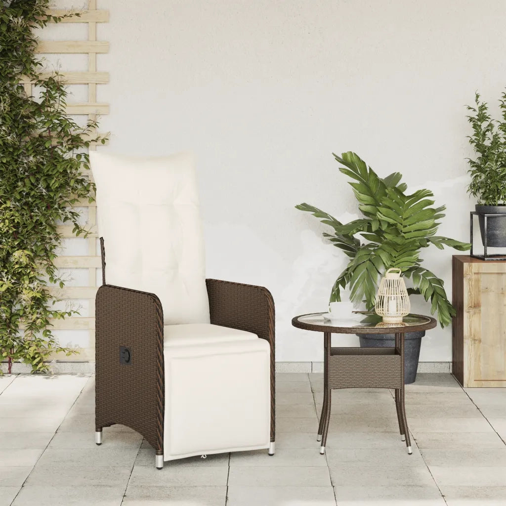 Sedia Reclinabile da Giardino | Sedie da Esterno con Cuscini Marrone in Polyrattan