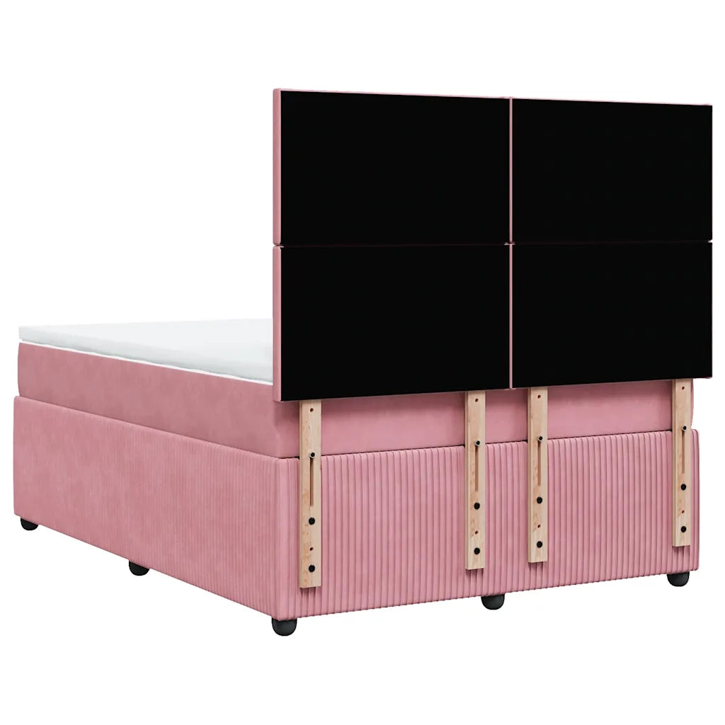 Giroletto a Molle con Materasso Rosa 140x190 cm in Velluto 3294633