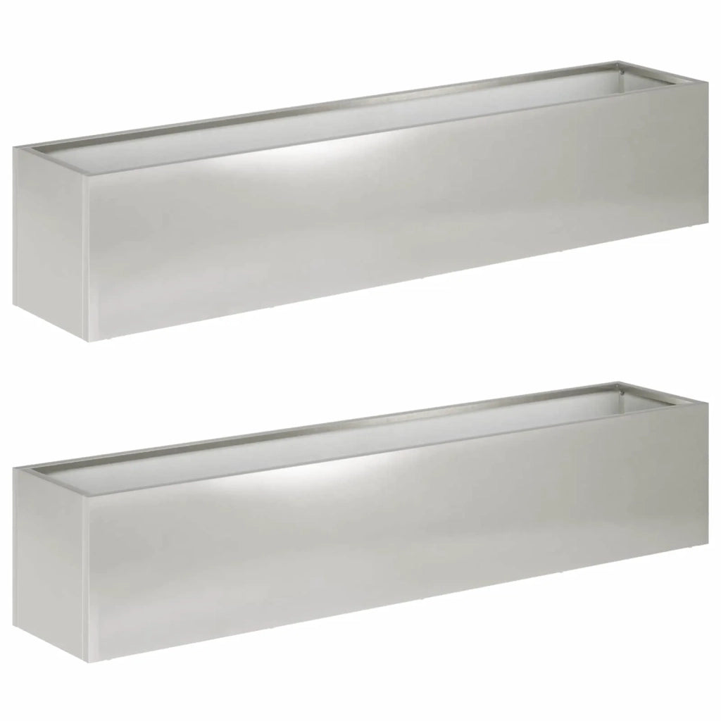 Vaso da giardino 2 pz Argento 100 x 20 x 20 cm Acciaio Inox 8005185