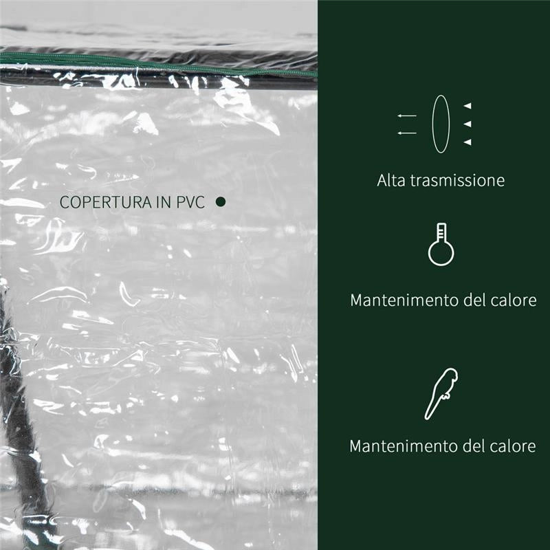 MINI SERRA CON 2 FINESTRE AVVOLGIBILI E COPERTURA PVC ANTI-UV 119X60X60CM