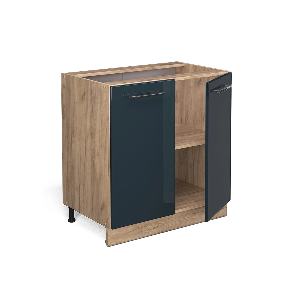 Vicco Mobiletto base cucina Blu scuro lucido 80 cm con ripiano, PL Antracite