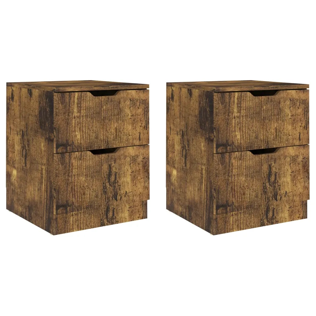Set di 2 Comodini | Armadio da Notte | Mobiletto da notte Rovere Fumo 40x40x50 cm in Legno Multistrato