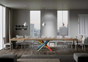 Tavolo Allungabile 120/380x90 cm Volantis Quercia Natura Gambe Multicolore 4/B