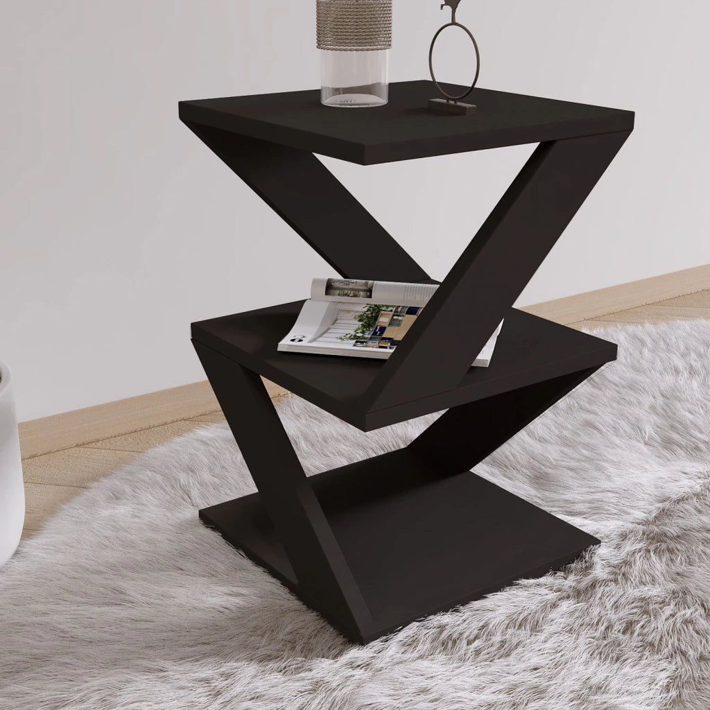 Tavolino laterale in legno "Albeni" - 29 x 29 x 54 cm - Nero