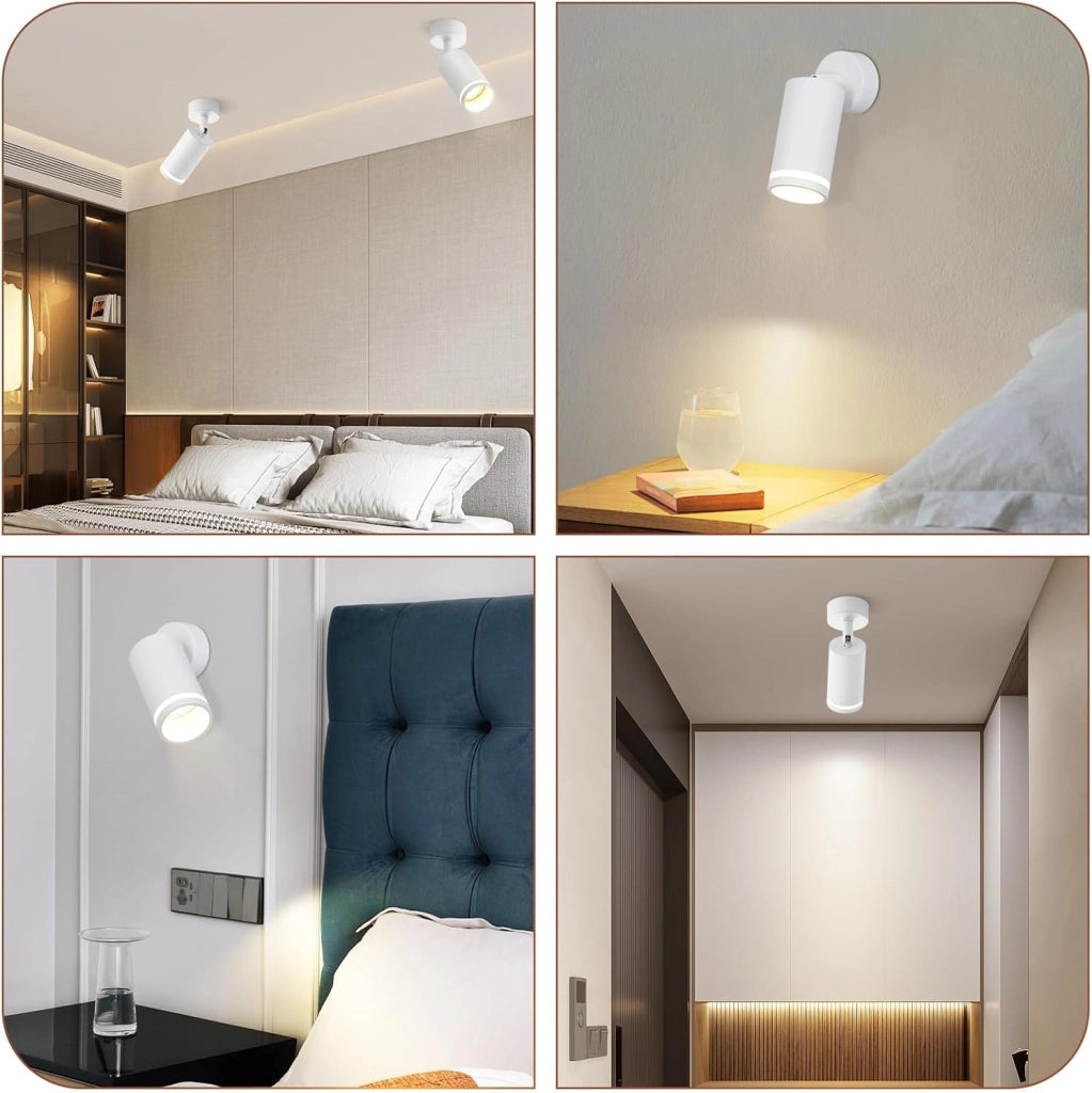 ZMH Faretto da soffitto Bianco 1 Luci GU10 Orientabile da Interno in Metallo per Soggiorno Corridoio Senza Lampadine