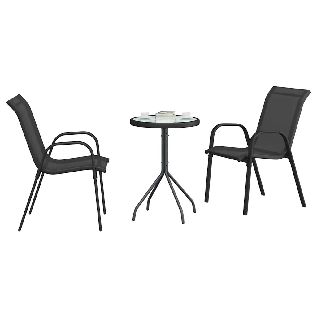 Set Bistro da Giardino 3 pz | Set Salotto da Giardino Nero Acciaio
