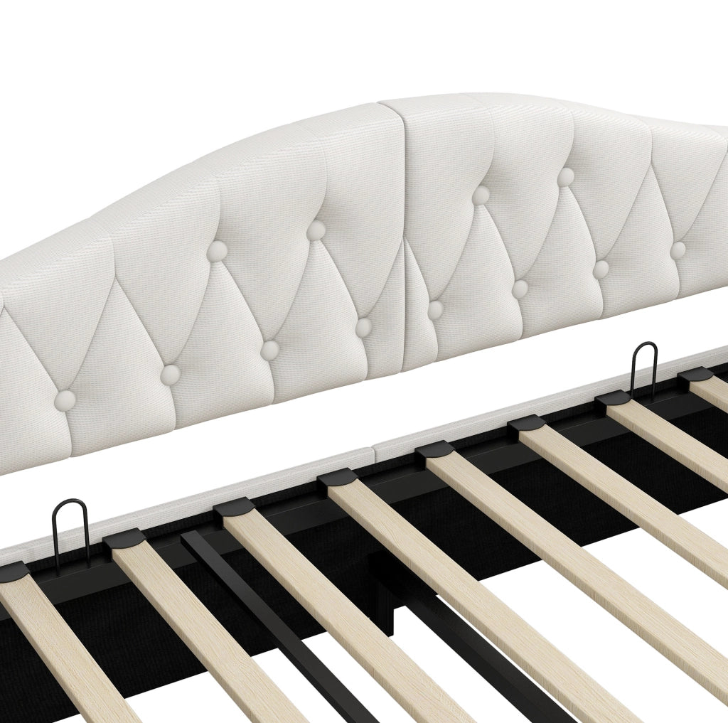 Letto a giorno imbottito 140x200 con LED e vano contenitore