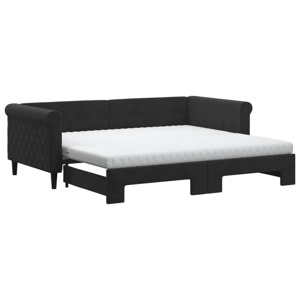 Divano Letto Estraibile con Materassi Nero 90x190 cm Velluto 3197810