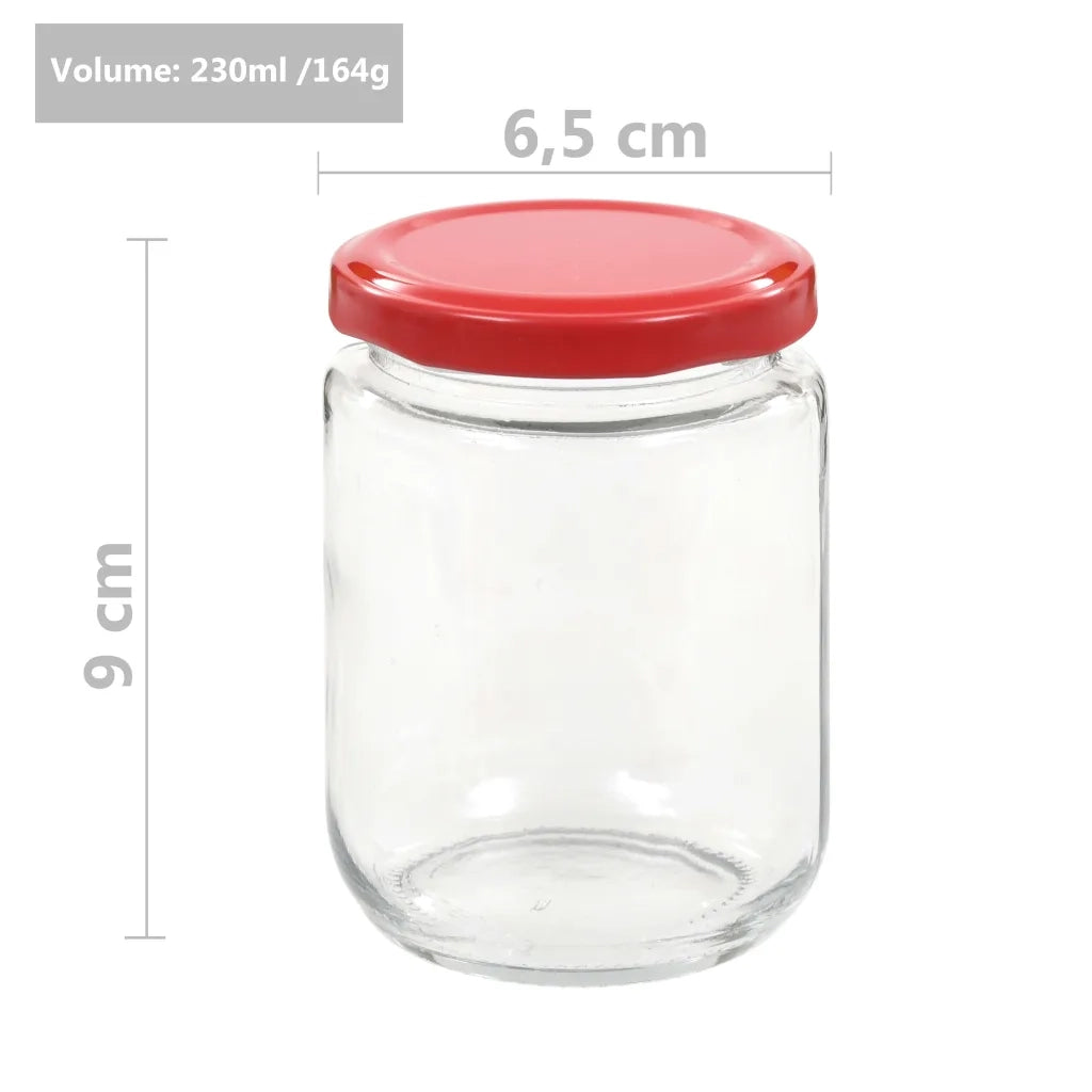 Vasi per Marmellata in Vetro Coperchio Rosso 96 pz 230 ml 50801