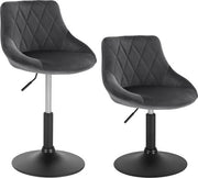 Set di 2 Sedie con Poggiatesta in Velluto - Regolabile in Altezza e Rotante - 37x27x24 cm - Grigio Scuro