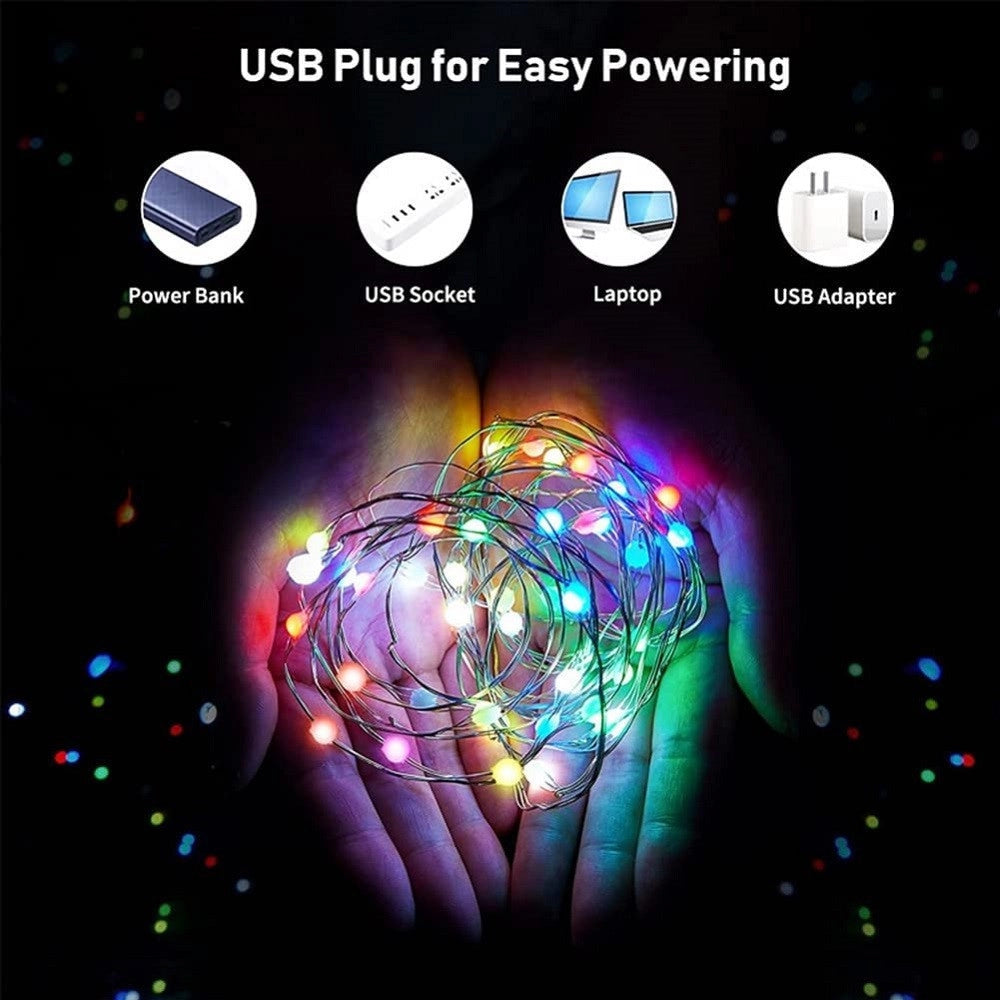 Trade Shop - Luci Led Albero Di Natale Usb Bluetooth App Interno Con Telecomando 10mt 100 Led -