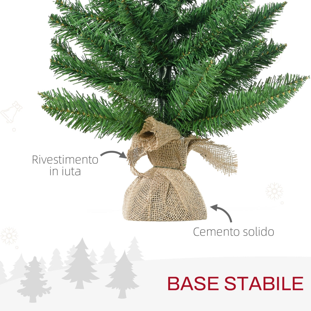 Albero di Natale Mini 55cm ¨C zephmum ¨C PVC, Base in Cemento e Iuta