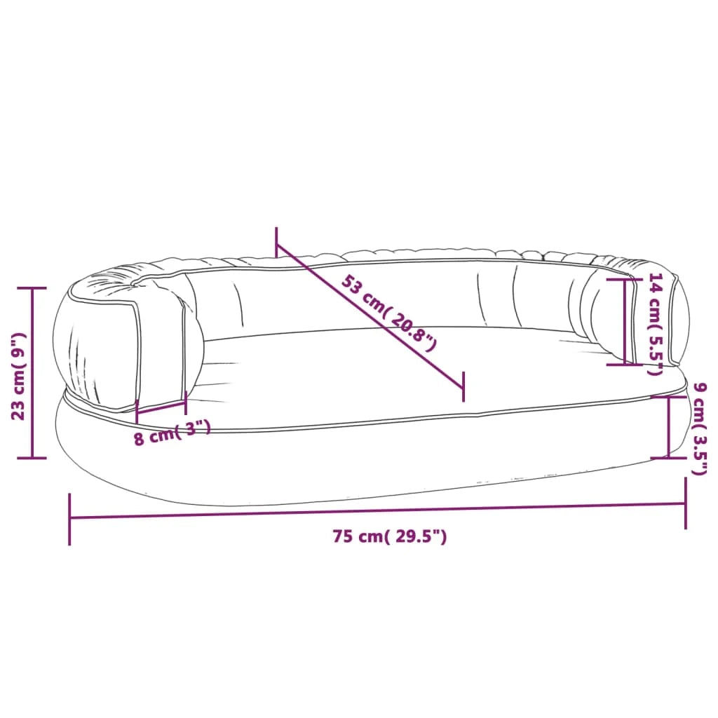 Cesta per cuccia per cani comodo divano ergonomico schiuma scura 75 x 53 cm similpelle blu 02_0043146