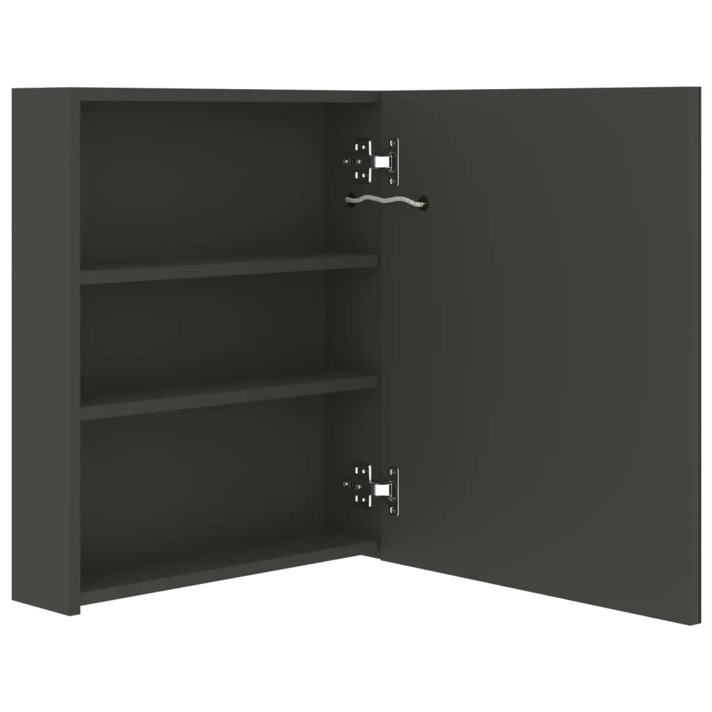 Armadietto Bagno con Specchio e LED Antracite 50x14x60 cm