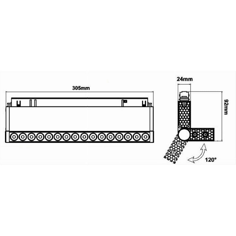 Trade Shop - Faretto Led 24 W Magnetico Rettangolare Per Binario 48v Luce 3000k 4000k Fr-r300 - -bianco Naturale      -