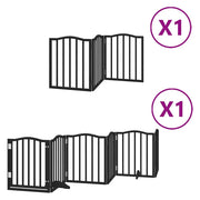 Cancelletto di sicurezza per animali domestici porta pieghevole 9 pannelli legno di pioppo nero 02_0023284