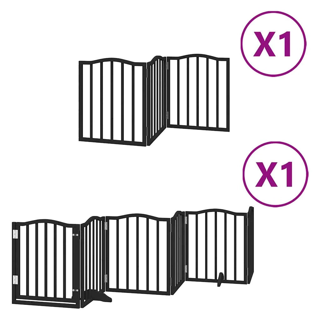 Cancelletto di sicurezza per animali domestici porta pieghevole 9 pannelli legno di pioppo nero 02_0023284