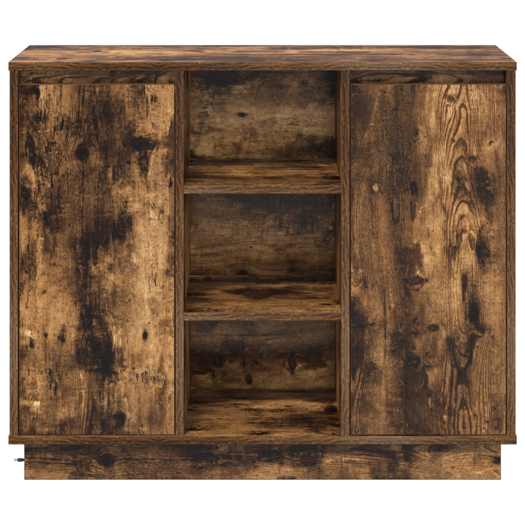 Credenza con LED Rovere Affumicato 90x32x75 cm Legno Compresso