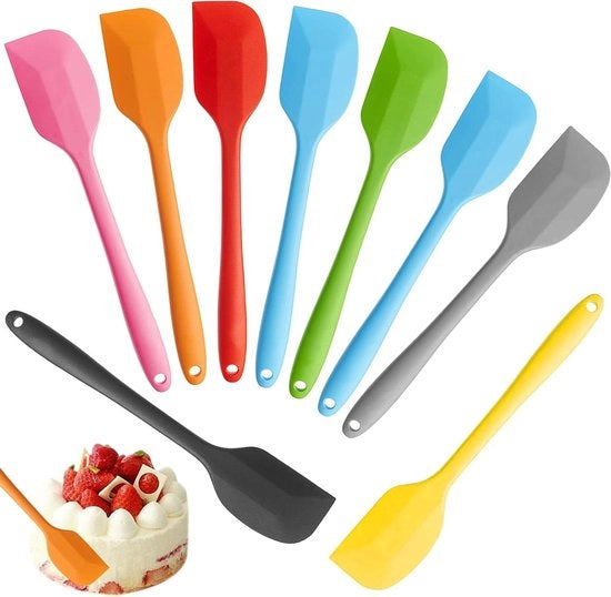 Set di 9 spatole e schiacciafagioli in silicone per cucina - resistente al calore fino a 150 gradi - rivestimento antiaderente - spatola da cucina.