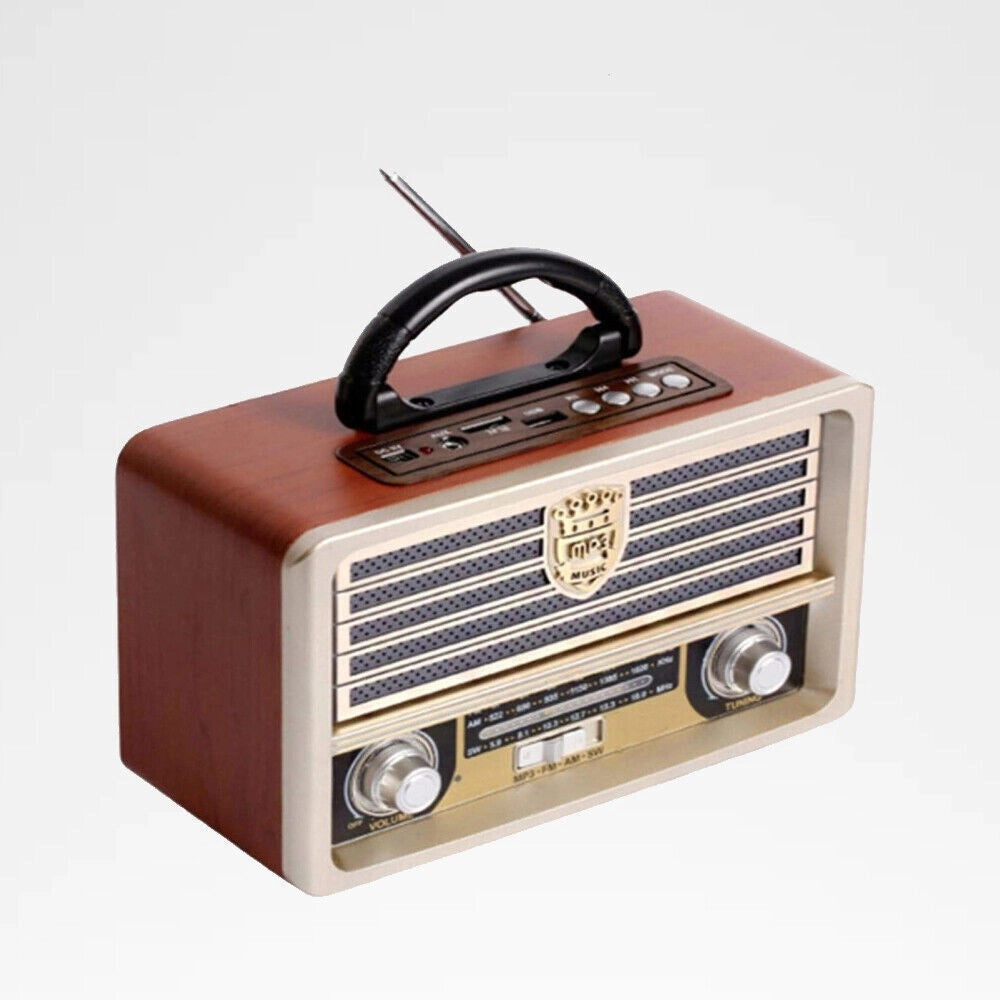 Trade Shop - Radio Portatile Musica Sveglia Design Retro Stile Usa Vintage Usb Fm/am Q-yx2022 -
