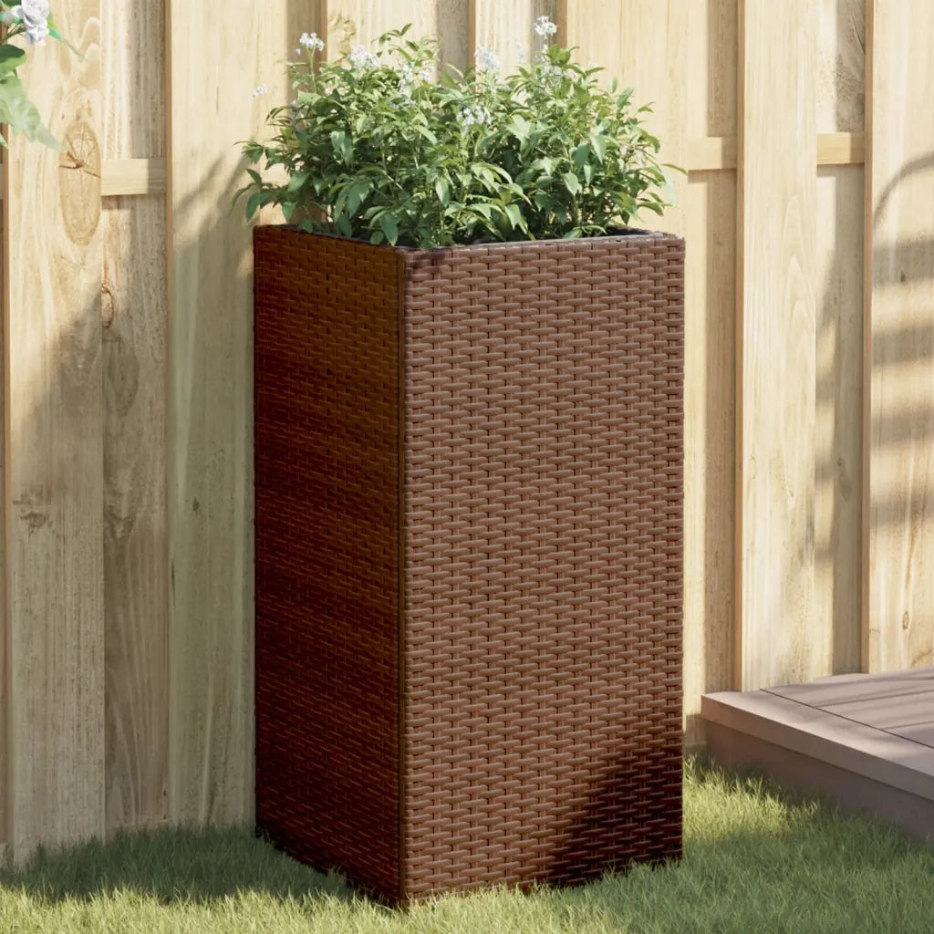 2 pz Fioriere | Cassetta per fiori | Vaso da Giardino Marrone 40x40x80 cm in Polyrattan