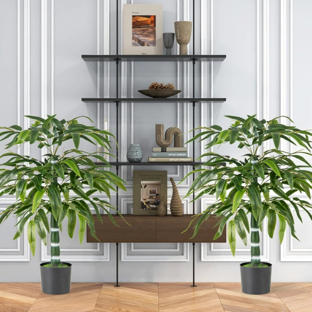 Set di 2 alberi di bamb¨´ artificiali da 100 cm rami regolabili, Alberi da pavimento finti per decorazione casa-Piante artificiali