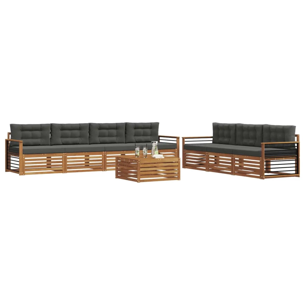 Set di divani da esterno con cuscino 8 pcs Naturale e Antracite 3373152