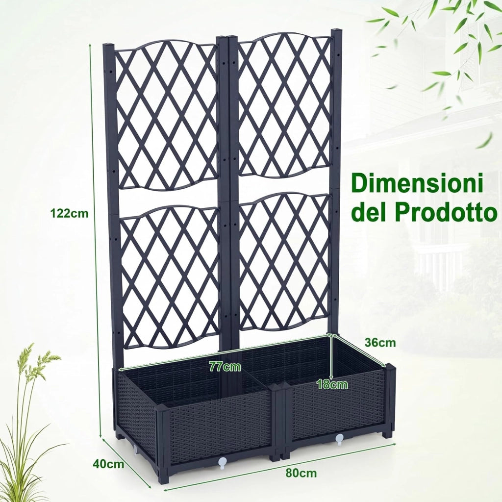 COSTAWAY Fioriera da Esterno per Piante Rampicanti Verdure con Auto Irrigazione e Fori di Drenaggio, Ideale per Giardino, Cortile e Balcone (Grigio,80 x 40 x 122 cm)