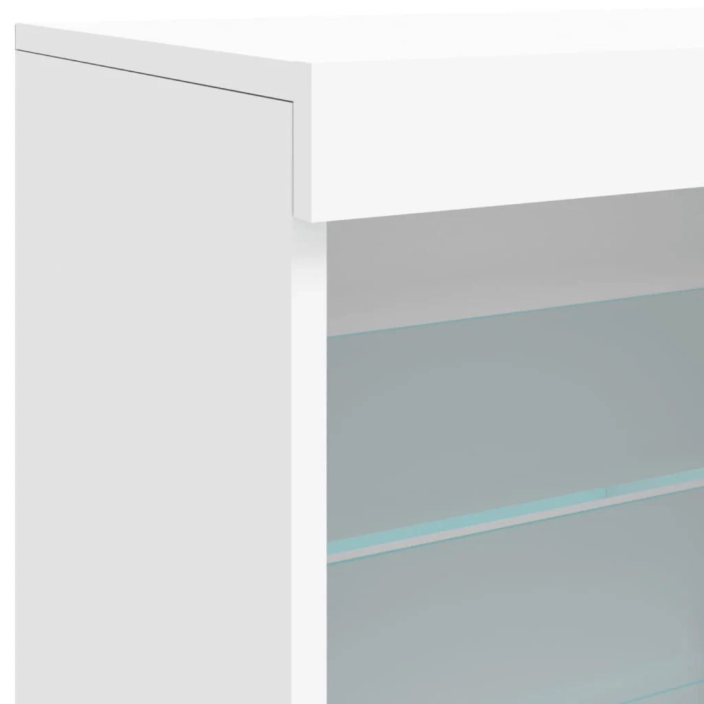 Buffet credenza cassettiera mobiletto mobile contenitore organizer per cucina soggiorno salotto con luci LED 60,5 x 37 x 67 cm bianco 02_0029856