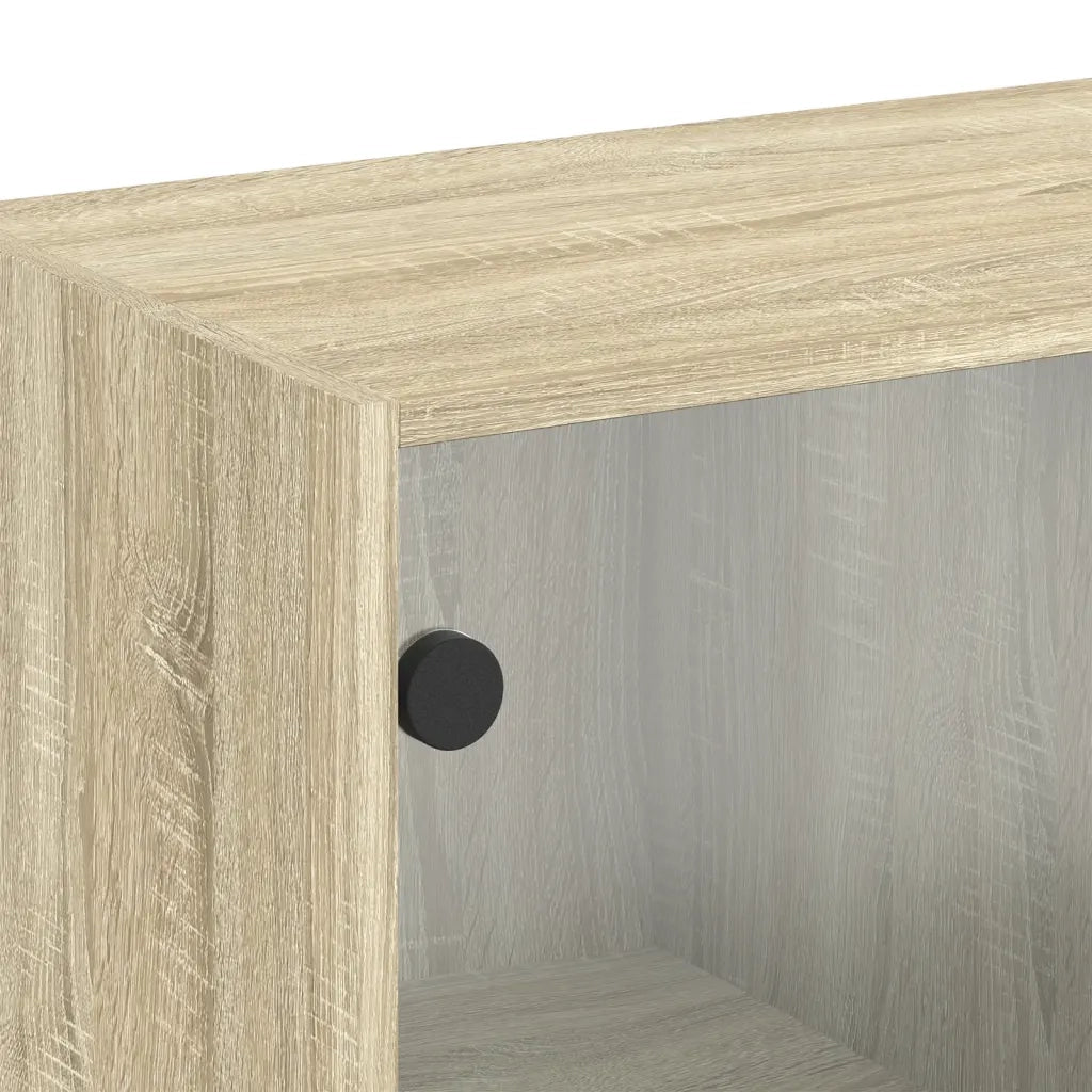 Armadietto a Muro | Mobile a Muro con Ante in Vetro Rovere Sonoma 68x37x68,5 cm