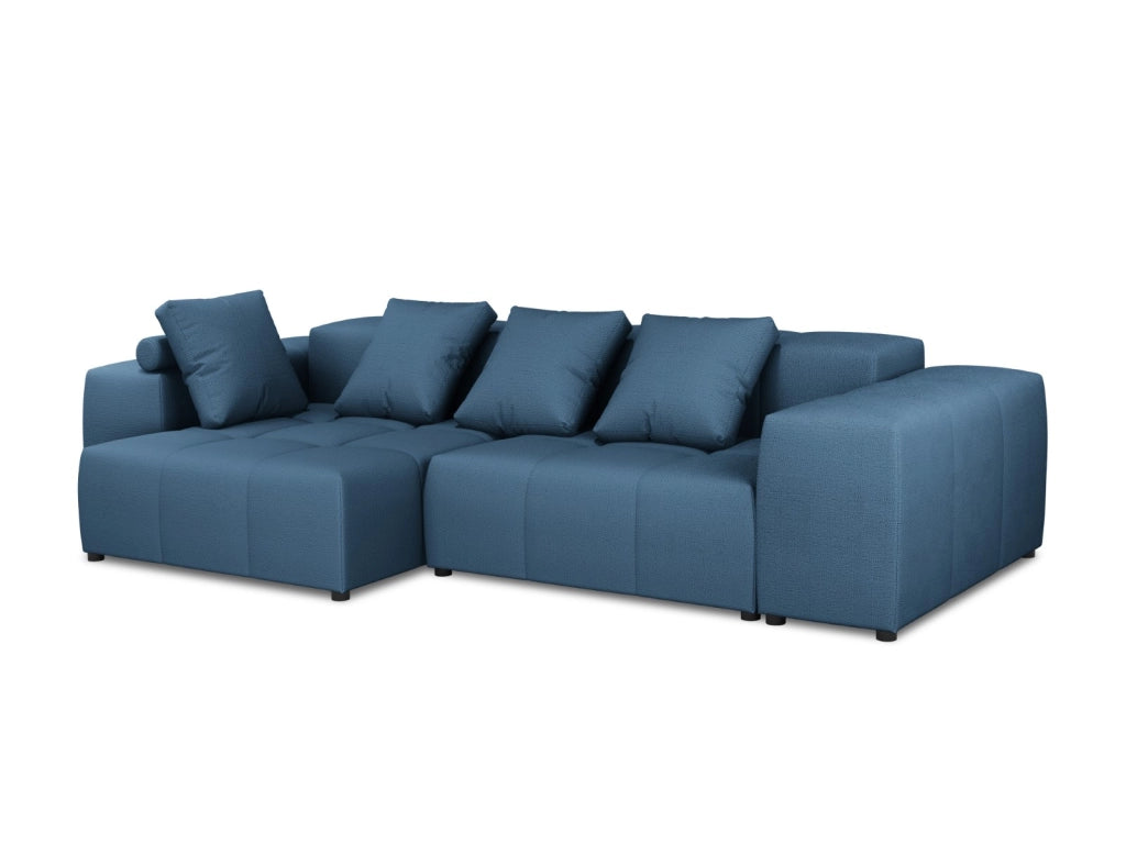 Cosmopolitan Design - Divano angolare modulare reversibile "Rome" 4 posti in tessuto strutturato blu scuro 