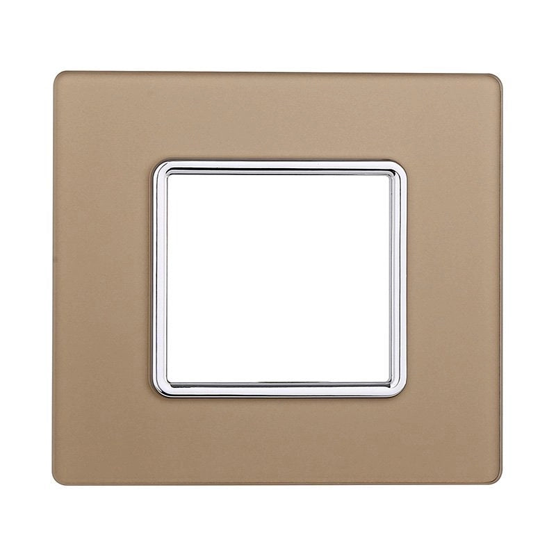 ETTROIT Placca In Vetro Serie Solar 2P Colore Oro Compatibile Con Bticino Matix