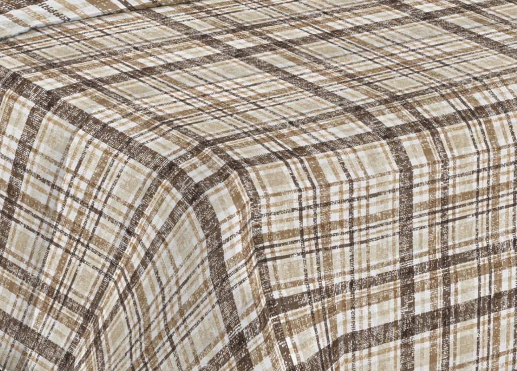 Trapunta Piumone Invernale Imbottita 300gr Microfibra Diadema Quadri - Piazza E Mezza - D9 Marrone