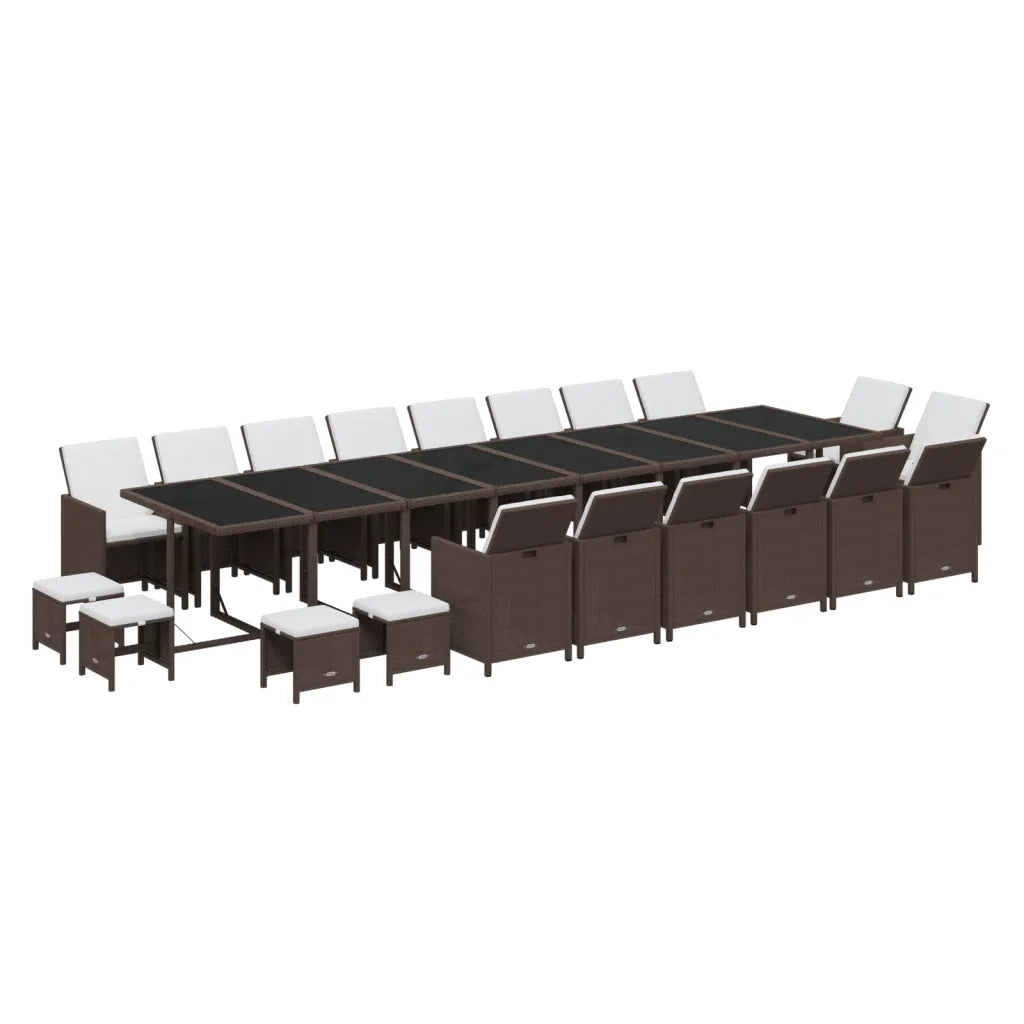 Set da Pranzo per Giardino 21pz con Cuscini in Polyrattan Beige cod mxl 38859