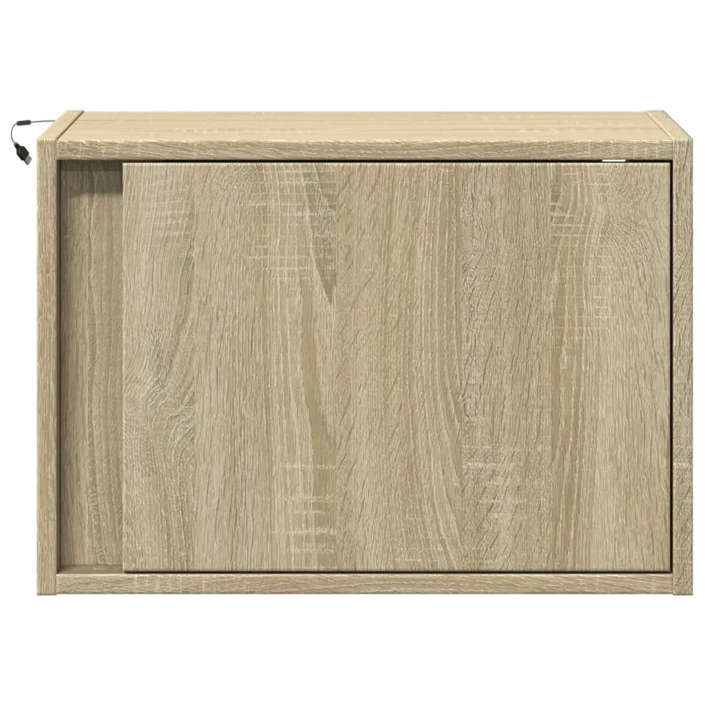 Comodini a Parete con luci LED 2 pz Rovere Sonoma 852094
